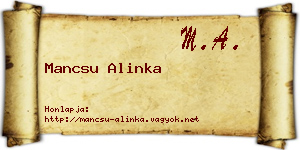 Mancsu Alinka névjegykártya